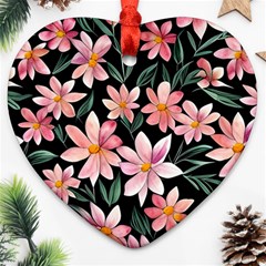 Classy Botanicals – Watercolor Flowers Botanical Ornament (heart) by GardenOfOphir