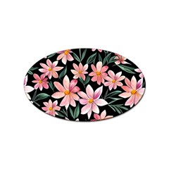 Classy Botanicals – Watercolor Flowers Botanical Sticker (oval) by GardenOfOphir