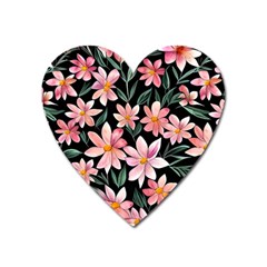 Classy Botanicals – Watercolor Flowers Botanical Heart Magnet by GardenOfOphir