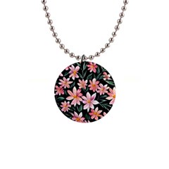 Classy Botanicals – Watercolor Flowers Botanical 1  Button Necklace by GardenOfOphir