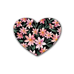 Classy Botanicals – Watercolor Flowers Botanical Rubber Coaster (heart) by GardenOfOphir