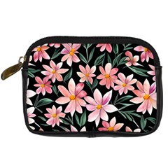 Classy Botanicals – Watercolor Flowers Botanical Digital Camera Leather Case by GardenOfOphir