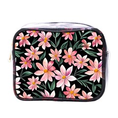 Classy Botanicals – Watercolor Flowers Botanical Mini Toiletries Bag (one Side) by GardenOfOphir