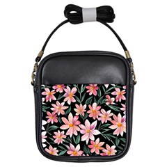 Classy Botanicals – Watercolor Flowers Botanical Girls Sling Bag by GardenOfOphir