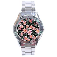 Classy Botanicals – Watercolor Flowers Botanical Stainless Steel Analogue Watch by GardenOfOphir