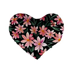 Classy Botanicals – Watercolor Flowers Botanical Standard 16  Premium Heart Shape Cushions by GardenOfOphir