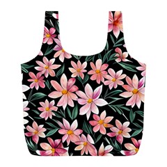 Classy Botanicals – Watercolor Flowers Botanical Full Print Recycle Bag (l) by GardenOfOphir