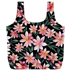 Classy Botanicals – Watercolor Flowers Botanical Full Print Recycle Bag (xl) by GardenOfOphir