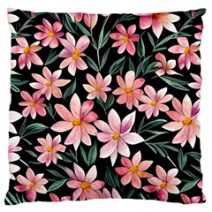 Classy Botanicals – Watercolor Flowers Botanical Standard Premium Plush Fleece Cushion Case (one Side) by GardenOfOphir