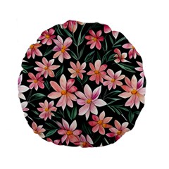 Classy Botanicals – Watercolor Flowers Botanical Standard 15  Premium Flano Round Cushions by GardenOfOphir