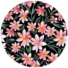 Classy Botanicals – Watercolor Flowers Botanical Wooden Puzzle Round by GardenOfOphir