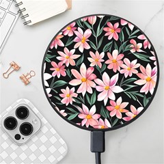 Classy Botanicals – Watercolor Flowers Botanical Wireless Fast Charger(black)