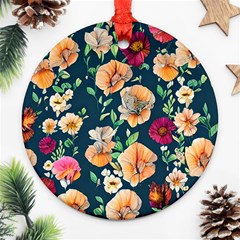 Charming Foliage – Watercolor Flowers Botanical Ornament (round) by GardenOfOphir