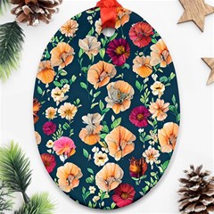 Charming Foliage – Watercolor Flowers Botanical Ornament (oval)