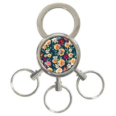 Charming Foliage – Watercolor Flowers Botanical 3-ring Key Chain