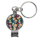 Charming Foliage – Watercolor Flowers Botanical Nail Clippers Key Chain Front