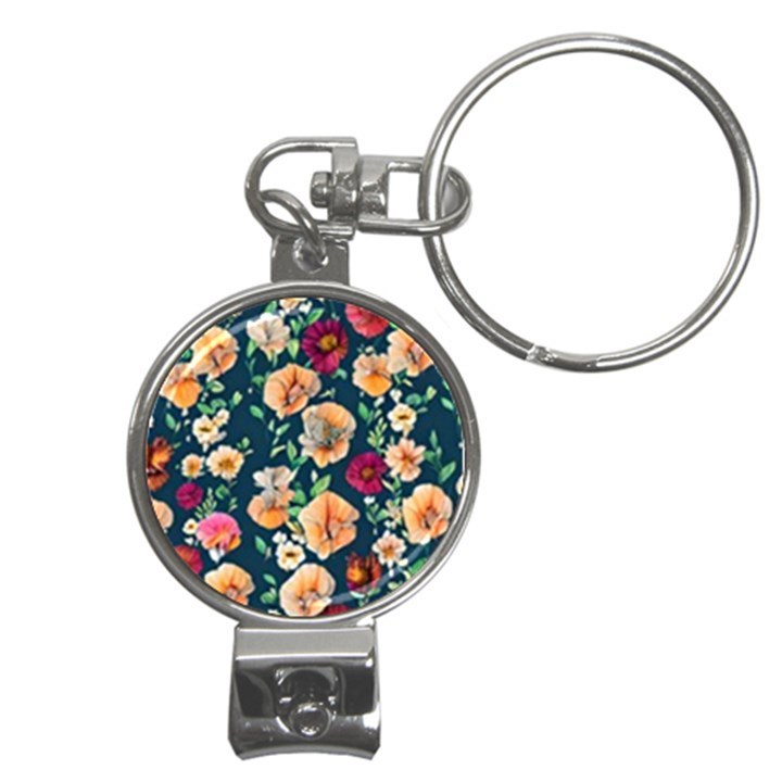 Charming Foliage – Watercolor Flowers Botanical Nail Clippers Key Chain