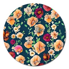 Charming Foliage – Watercolor Flowers Botanical Magnet 5  (round) by GardenOfOphir