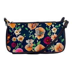 Charming Foliage – Watercolor Flowers Botanical Shoulder Clutch Bag by GardenOfOphir