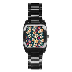 Charming Foliage – Watercolor Flowers Botanical Stainless Steel Barrel Watch