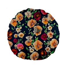 Charming Foliage – Watercolor Flowers Botanical Standard 15  Premium Flano Round Cushions by GardenOfOphir