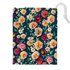 Charming Foliage – Watercolor Flowers Botanical Drawstring Pouch (4xl) by GardenOfOphir