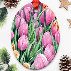 Cheerful Watercolor Flowers Ornament (oval) by GardenOfOphir