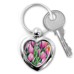 Cheerful Watercolor Flowers Key Chain (heart) by GardenOfOphir