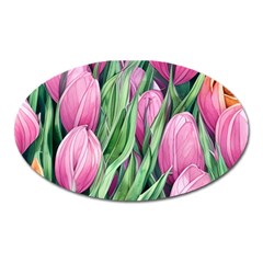 Cheerful Watercolor Flowers Oval Magnet by GardenOfOphir