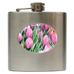 Cheerful Watercolor Flowers Hip Flask (6 oz) Front