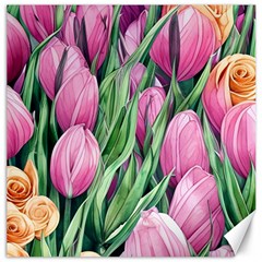 Cheerful Watercolor Flowers Canvas 16  X 16  by GardenOfOphir