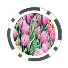 Cheerful Watercolor Flowers Poker Chip Card Guard by GardenOfOphir