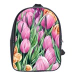 Cheerful Watercolor Flowers School Bag (Large) Front