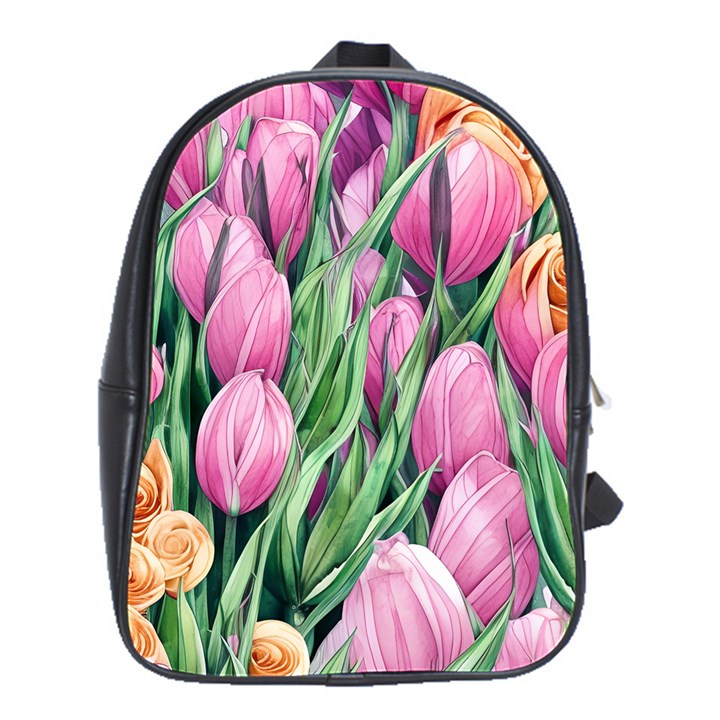 Cheerful Watercolor Flowers School Bag (Large)