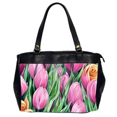 Cheerful Watercolor Flowers Oversize Office Handbag (2 Sides) by GardenOfOphir