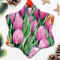 Cheerful Watercolor Flowers Snowflake Ornament (two Sides)