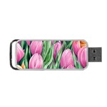 Cheerful Watercolor Flowers Portable USB Flash (One Side) Front