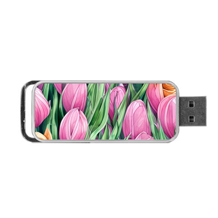 Cheerful Watercolor Flowers Portable USB Flash (One Side)