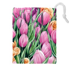 Cheerful Watercolor Flowers Drawstring Pouch (4xl) by GardenOfOphir