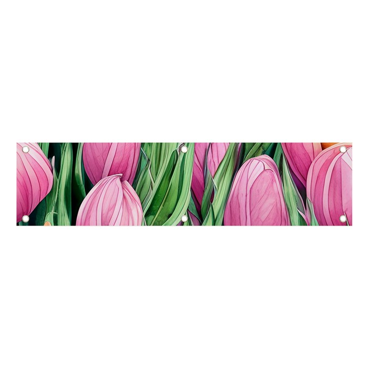 Cheerful Watercolor Flowers Banner and Sign 4  x 1 