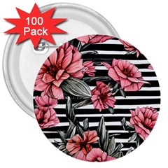 Country-chic Watercolor Flowers 3  Buttons (100 Pack)  by GardenOfOphir