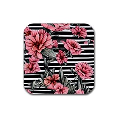 Country-chic Watercolor Flowers Rubber Coaster (square) by GardenOfOphir