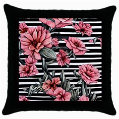 Country-chic Watercolor Flowers Throw Pillow Case (black) by GardenOfOphir