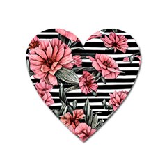 Country-chic Watercolor Flowers Heart Magnet by GardenOfOphir