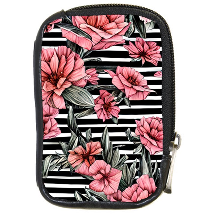 Country-Chic Watercolor Flowers Compact Camera Leather Case