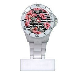 Country-chic Watercolor Flowers Plastic Nurses Watch by GardenOfOphir