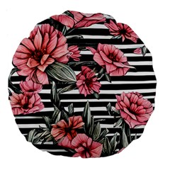 Country-chic Watercolor Flowers Large 18  Premium Flano Round Cushions by GardenOfOphir