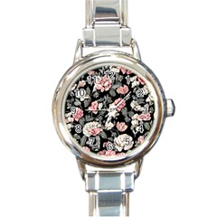 Choice Watercolor Flowers Round Italian Charm Watch by GardenOfOphir