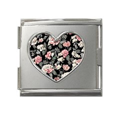 Choice Watercolor Flowers Mega Link Heart Italian Charm (18mm) by GardenOfOphir