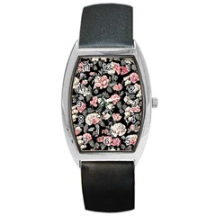 Choice Watercolor Flowers Barrel Style Metal Watch by GardenOfOphir